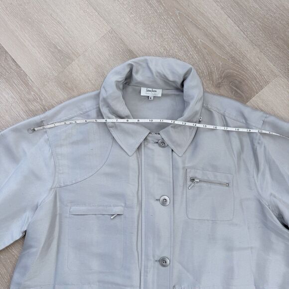 Neiman Marcus Silk Convertible Utility Jacket Men’s Sz XL Silver Luxe Streetwear - Picture 5 of 11